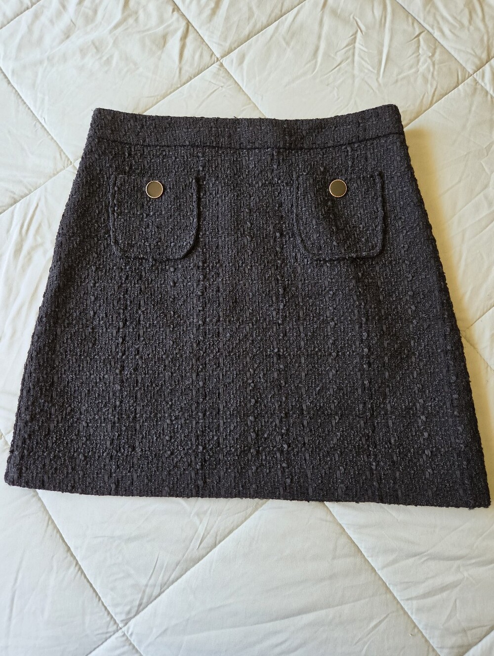 Maison d'Amélie Paris Black Textured Tweed Pocket Mini Skirt Size US 6 EUC